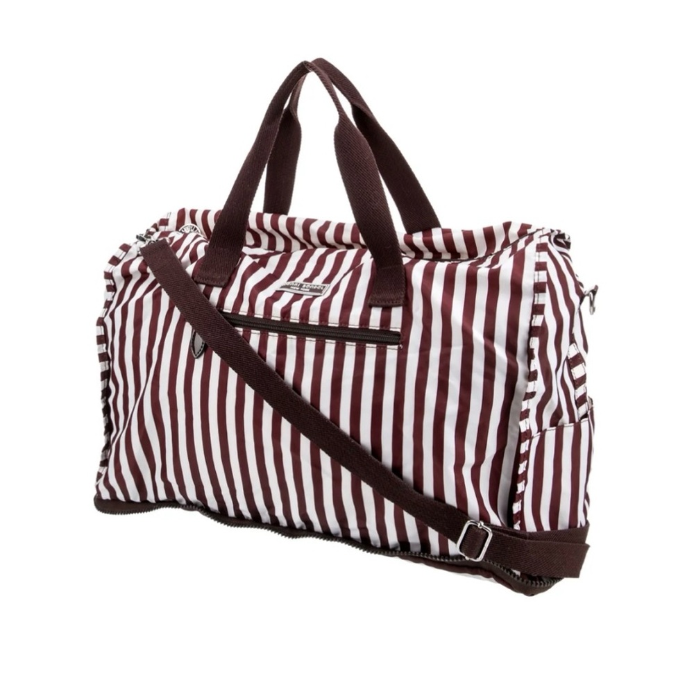 Henri Bendel Brown and White Striped Travel Bag